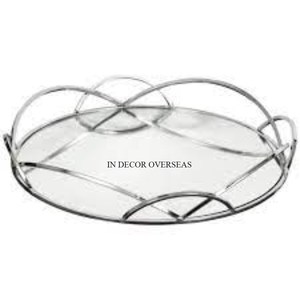 Bandeja de espejo de forma redonda con marco de Metal chapado en oro de diseñador estándar Simple, centro de mesa, artículos de comida, accesorios para servir - Product Image 3