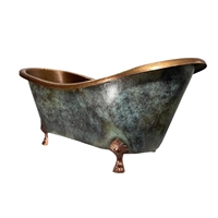 Baignoire en cuivre de luxe fabriquée à la main Baignoire autoportante à finition patine verte pour spa moderne, hôtel ou maison Design en cuivre pur