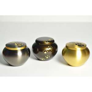 Juego de 2 urnas doradas con banda de Pata Negra, suministros funerarios, urnas de cremación de latón para cenizas de mascotas, artesanías, urna pequeña conmemorativa y tarro - Product Image 2