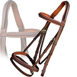 Snaffle Bridle Tan พร้อมเบาะ Tan ขายส่งเชือกแขวนคอม้ามืออาชีพแท็กขี่หัวเกาะอุปกรณ์ขี่ม้า - Product Image 2