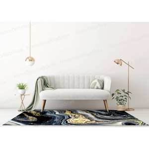 Black And Gold Marble Printed <b>Rug</b> - Modern, Shimmery, Luxury Design,Luxury <b>Velvet</b> <b>Rug</b> - Product Image 2