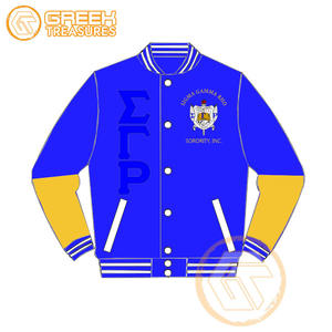 Chaqueta universitaria de seda impermeable con bordado de satén Sigma Gamma Rho personalizada, chaquetas griegas transpirables de alta calidad para mujeres - Product Image 3