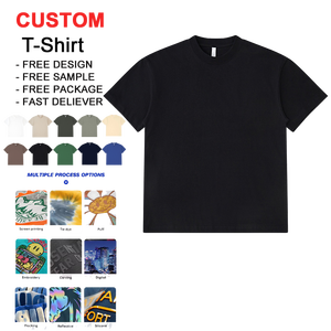 T-shirt da uomo in cotone 100% all'ingrosso, tinta unita, lavorata a maglia, con logo personalizzato stampato in bianco o nero, casual, oversize, vestibilità ampia - Product Image 1