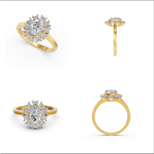 Bague de mariage en or massif 10 carats pour femme avec 1.91Cts VS Clarity EF Color Lab Grown Oval Cut Diamond for Parties Jewelry Gift - Product Image 2