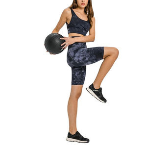 Nueva llegada Conjunto de yoga para mujer 2025 Moda Transpirable Tasa ajustable Cintura alta Pantalones cortos de secado rápido Conjunto de 2 piezas - Product Image 3