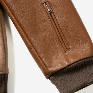 Veste de baseball varsity en cuir véritable avec logo brodé en chenille de haute qualité, manches en cuir véritable, veste bomber pour homme - Product Image 6