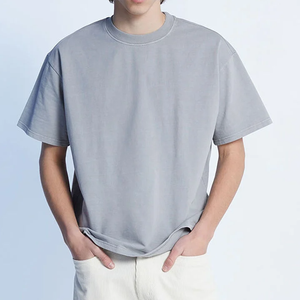 เสื้อยืดลายล้างกรดขนาดใหญ่แบบถักลายโลโก้ที่กำหนดเองเสื้อยืดเปล่าลายกราฟิก boxy ไหล่220กรัม - Product Image 4