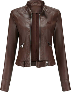 2025-26 Nuevas prendas de vestir cortas de cuero a prueba de viento con estilo Chaquetas de cuero para mujer Chaqueta de cuero de manga larga al mejor precio - Product Image 6