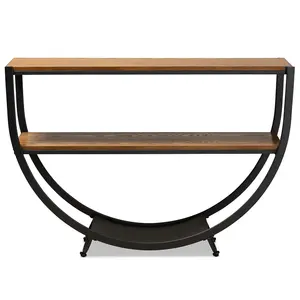 Cheap Wholesale Minimalist Console Tables with Sturdy Semi-Circular Black Iron Living Room Furniture