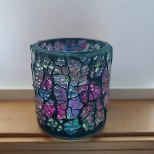 Portavelas de Cera de Abeja Personalizable con Mosaico, Altamente Perfumado, Moderno, Hecho a Mano, Multicolor, Decoración para el Hogar, Bodas - Product Image 1