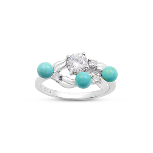 บุษราคัมกลมสีขาวธรรมชาติหลายแผ่นพร้อมแหวนพลอยเทอร์ควอยส์แหวน3.2กรัม925เงินสเตอร์ลิงเครื่องประดับขนาด10x6มม. - Product Image 5