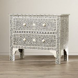 Incrustation d'os tradition artisanale contemporaine personnalisée et florale Table de chevet Cabinet Incrustation d'os Salon de l'Inde - Product Image 6