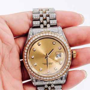 Hip Hop rapero totalmente helado oro y plata reloj Bling Pave Moissanite Dial Acero inoxidable cuarzo - Product Image 3