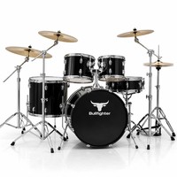 Bullfighter DW11 Black 5-Piece Drum Set 3 B8 Brass Cymbals Maple Birch Laminated Shells
