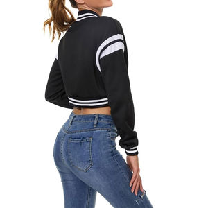 Chaqueta Varsity Corta para Mujer, Material Cálido para Invierno, Manga Larga, Bajo MOQ, Personalizable OEM, 2025 - Product Image 6