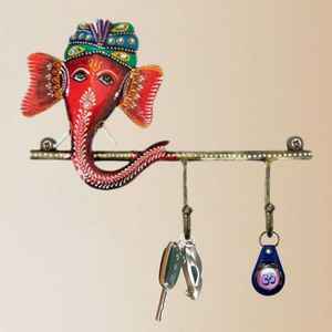 Handcrafted Ganesh Ji Metal Wall Key Holder Decorative 3 <b>Hook</b> Iron Wall Organizer for Home Temple and Festive Decor - Product Image 3