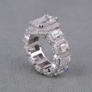 Personalizado completo Moissanite diamante 925 plata esterlina redondo y corte esmeralda accesorios de claridad joyería de moda anillo de Hip Hop - Product Image 6