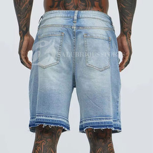 Front Zipper Pockets Breathable Light Wash Summer Street Wear Denim Shorts Men Custom Color High Quality Cargo Style <b>Hip</b> Hop Mid - Product Image 3
