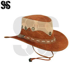 Men's Leather Cowboy Equestrian Hat Western-Style Adjustable & Durable High Quality <b>Horse</b> <b>Riding</b> Hat with Custom Colors - Product Image 2