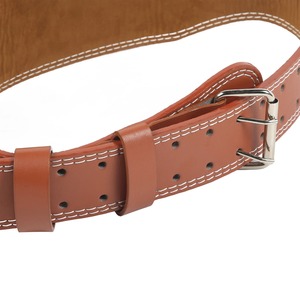 เข็มขัดออกกำลังกายหนัง PU สีน้ำตาลสำหรับผู้ชาย, เข็มขัดฝึกยกน้ำหนักยกน้ำหนักยกน้ำหนักม้านั่งหมอบกดไหล่การฝึกหนัก - Product Image 4