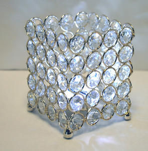 Nouveaux supports votifs de photophore perlés en cristal de métal décoratif pour la décoration de fête d'événement - Product Image 6