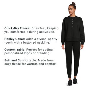 Sweat-shirt de luxe pour femme, options de conception personnalisée, conception de fermeture à quart de bouton, conception d'épaule tombante, rotation rapide - Product Image 5