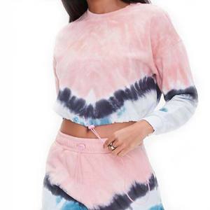 Women <b>Tie</b> <b>Dye</b> Drop Shoulder 2 Piece Set Sweatshirt With Sweatpants Long Sleeve <b>Top</b> And Shorts Casual Loungewear Outfit - Product Image 2