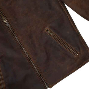 Customizable Premium Quality Men's <b>Heavy</b>-<b>Duty</b> Distressed Brown Cowhide Leather Winter Jacket Sheep Trim Stretchy Panels Plus - Product Image 5