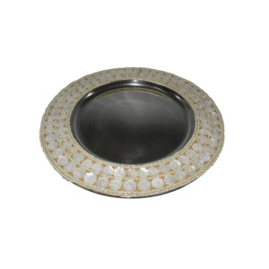 Plaques de chargement à bordure gaufrée Plaques en laiton Plateaux de service de cuisine Plat de serveur de nourriture Plateau en métal fabriqué à la main - Product Image 4