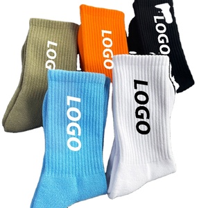 High Quality Combed Cotton Crew <b>Socks</b> Jacquard Embroidery Sport <b>Socks</b> for <b>Men</b> Women Unisex with Custom Logo Knitted Technique - Product Image 1