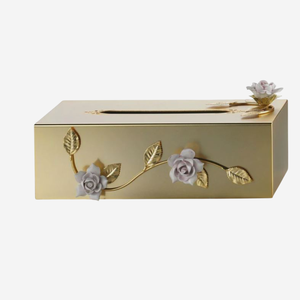 Caja de pañuelos de Metal con forma rectangular de tendencia, caja de decoración de pañuelos para fiestas de boda y eventos, accesorio para servilletas de mesa - Product Image 4