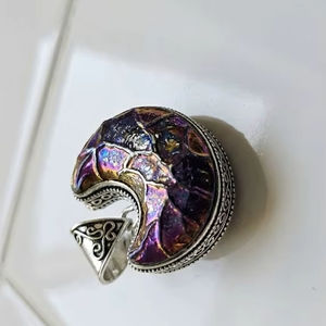 Bohemian Crescent Moon Mosaic Pendant in Sterling Silver Setting Handcrafted Purple Iridescent Moon 20% Off And New Year Gift - Product Image 5