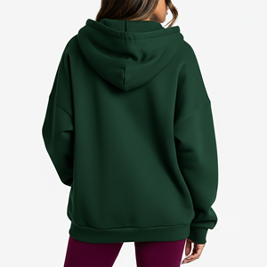 Sudadera de algodón 100% de alta calidad con cremallera de Color sólido pesado, sudadera con logotipo personalizado bordado, sudadera de calle con hombros caídos - Product Image 2