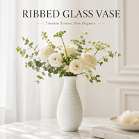 Gerippte Glasvase Kleine Dekorative Blumenvase für Hochzeits-Tischdekoration Wohnungsdekoration Individuelle Farbe Geschenkverpackung