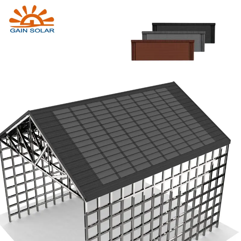بلاطات أسقف معدنية مطلية بالماس 1340 مم × 420 مم بلاطات ألواح شمسية مرنة متكاملة لسطح المنزل