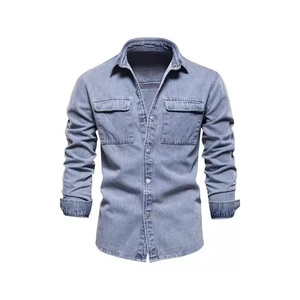 <b>Men</b> Denim Shirt <b>Jacket</b> Cotton <b>Utility</b> Over Shirt Button Down Casual Workwear Layering Shirt Oem Custom Wholesale Supplier <b>Jacket</b> - Product Image 1