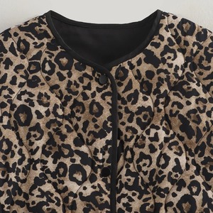 Abrigo de invierno Vintage para mujer, chaqueta acolchada con estampado de leopardo para mujer, Parkas de Otoño de manga larga, abrigos cortos teñidos - Product Image 5