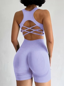 Custom Cutout Crop Top and Scrunch Butt Biker Shorts Set for Women Gym High Quality Stretchy Knit Fabric Flattering Back - Product Image 2