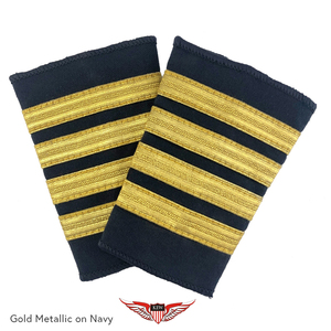Épaulettes de capitaine à quatre barres, or métallisé sur noir, épaulettes de grade à quatre barres - Product Image 3
