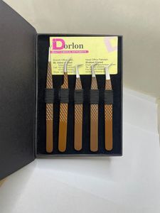 Pince à cils de beauté pince à cils en acier inoxydable enduit de couleur marron pince à cils avec logo personnalisé - Product Image 2