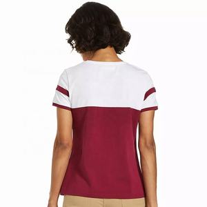 Camisetas de bloque personalizadas para mujer, ropa informal de media manga con cuello redondo de algodón y poliéster para verano - Product Image 2