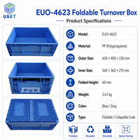 UGET Strength Auto Parts Crate EU Compliant Nestable Recyclable PP Folding Collapsible Plastic Turnover Box EUO-4322