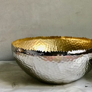 Metal <b>Hammered</b> Set of 2 Nickel PLated and Golden High Quality Candle Bowl for Home and Party Decoration Candle Jar Bowl - Product Image 4