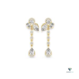 Pendientes de Oro Amarillo de 1.78ct con Diamantes Cultivados en Laboratorio en Forma de Pera y Ovalados, en Oro Sólido de 14K, Pendientes de Diseño Escalonado con Múltiples Piedras para Mujer - Product Image 1