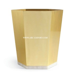 Customized Sjape and Size Metal Brass Waste Bin Latest Designing Hotel Decorative Wasting Paper Dust Bin <b>With</b> Exclusive Quality - Product Image 4
