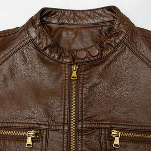 Chaqueta informal de cuero sin cuello para hombre con logotipo personalizado estilo callejero transpirable de talla grande - Product Image 3