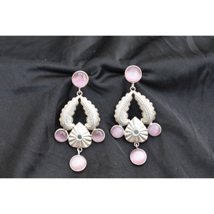 new design traditional handmade silver look alike brass stone <b>stud</b> hoop beads earing for <b>girls</b> and women - Product Image 3
