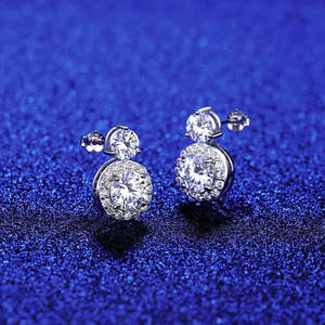 3 Ct Round Moissanite <b>Drop</b> Stud Earrings Elegant Studs for Women - Product Image 4