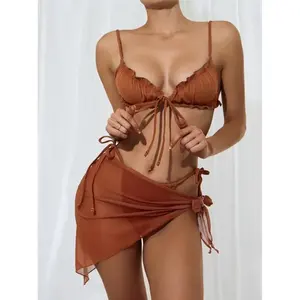 Bikini personalizado con etiqueta de logotipo, fabricante de cintura alta, bikini personalizado, traje de baño, ropa de playa, conjunto de Bikini sexy de dos piezas - Product Image 1