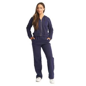 Nouvel ensemble de survêtement pour femme en coton biologique 100% imperméable avec logo personnalisé, sweat-shirt à fermeture éclair intégrale et pantalon de jogging, 2 pièces, longueur intégrale - Product Image 1